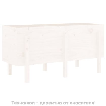 Градинско повдигнато легло, бяло, 121x50x57 см, бор масив