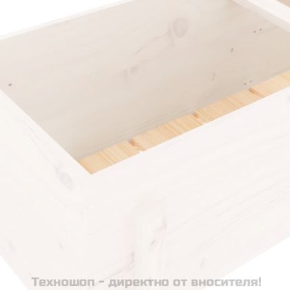 Градинско повдигнато легло, бяло, 121x50x57 см, бор масив