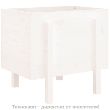 Градински сандък, бял, 62x50x57 см, бор масив