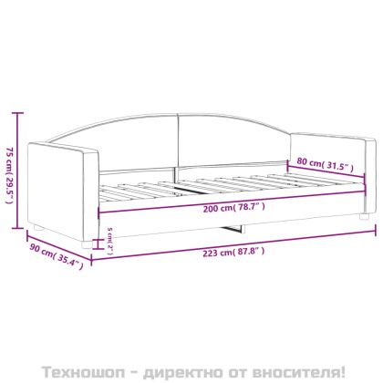 Кушетка, черна, 80x200 см, плат