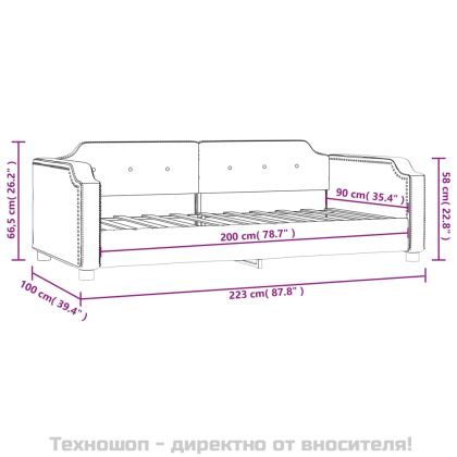 Кушетка, светлосива, 90x200 см, плат