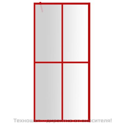 Стена за душ с прозрачно ESG стъкло, червена, 100x195 см