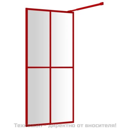 Стена за душ с прозрачно ESG стъкло, червена, 100x195 см