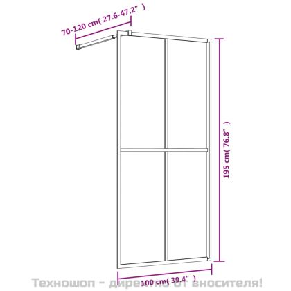 Стена за душ с прозрачно ESG стъкло, червена, 100x195 см