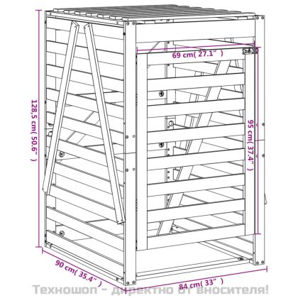 Контейнер за съхранение на кош 84x90x128,5 см дърво бор масив
