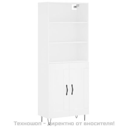 Висок шкаф, бял, 69,5x34x180 см, инженерно дърво