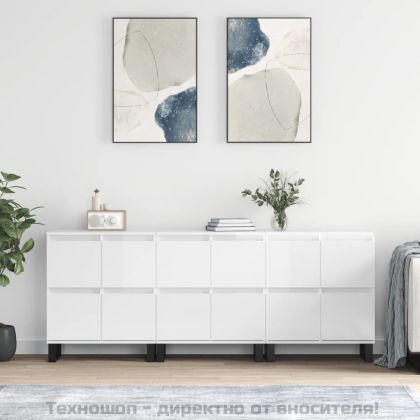 Сайдборди, 3 бр, бял гланц, инженерно дърво