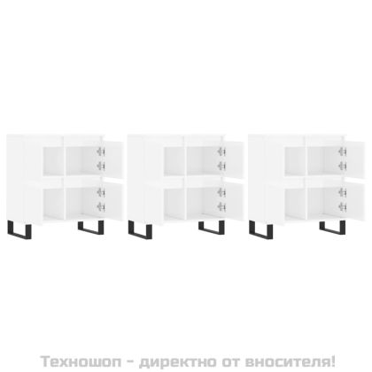 Сайдборди, 3 бр, бял гланц, инженерно дърво