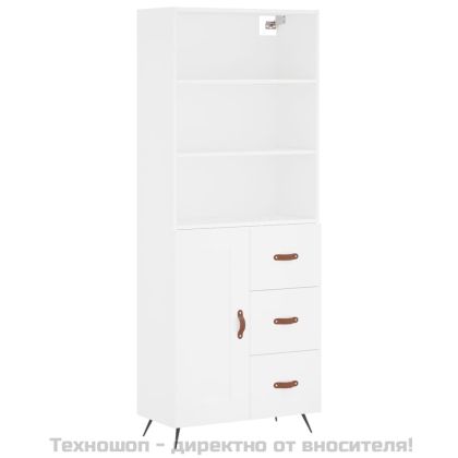 Висок шкаф, бял, 69,5x34x180 см, инженерно дърво