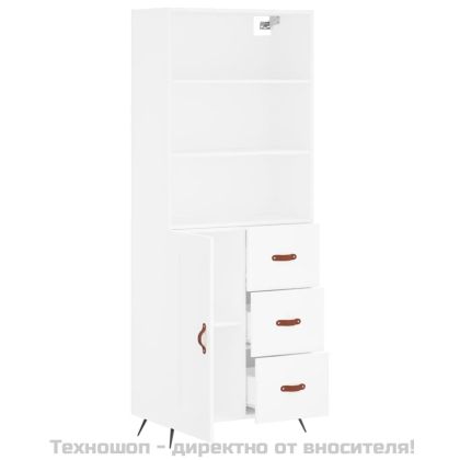Висок шкаф, бял, 69,5x34x180 см, инженерно дърво