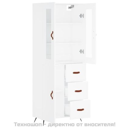 Висок шкаф, бял, 69,5x34x180 см, инженерно дърво