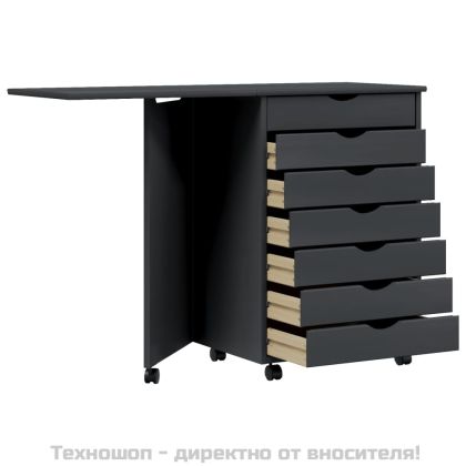 Шкаф с колелца и бюро MOSS, сив, бор масив