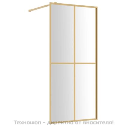 Стена за душ с прозрачно ESG стъкло, златиста, 80x195 см