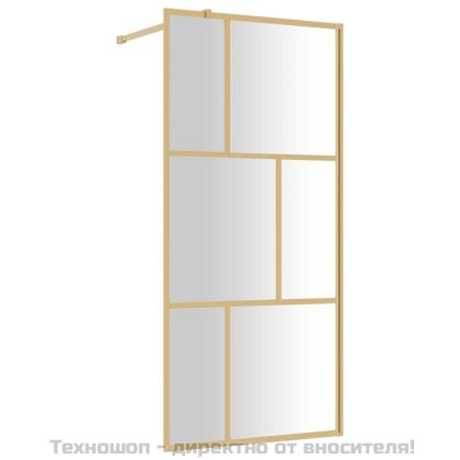 Стена за душ с прозрачно ESG стъкло, златиста, 90x195 см