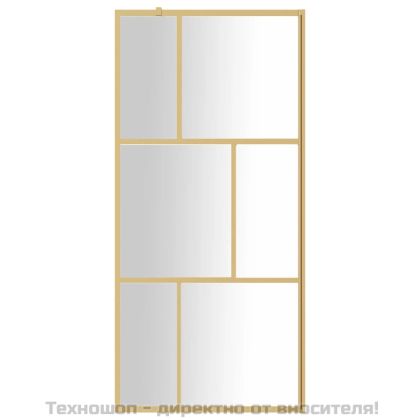 Стена за душ с прозрачно ESG стъкло, златиста, 90x195 см