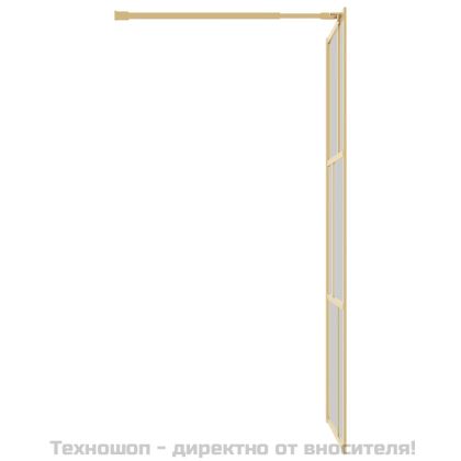 Стена за душ с прозрачно ESG стъкло, златиста, 90x195 см