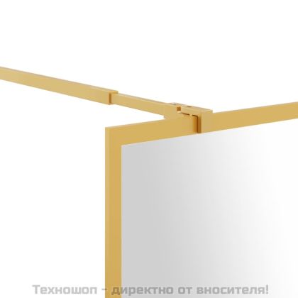 Стена за душ с прозрачно ESG стъкло, златиста, 90x195 см