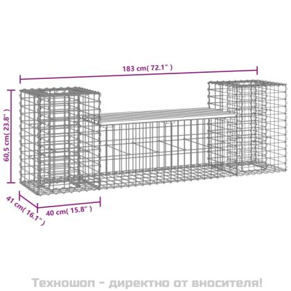 Градинска пейка габионен дизайн 183x41x60,5 см импрегниран бор