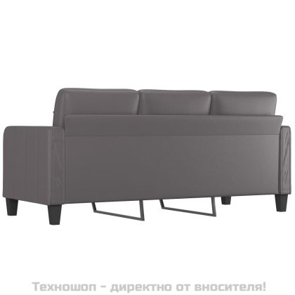 3-местен диван, сив, 180 см, изкуствена кожа