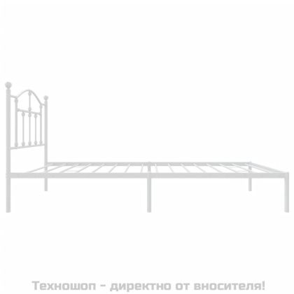 Метална рамка за легло с горна табла, бяла, 90x190 см