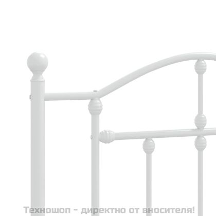 Метална рамка за легло с горна табла, бяла, 90x190 см