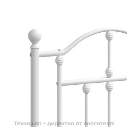 Метална рамка за легло с горна табла, бяла, 150x200 см