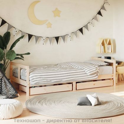 Рамка за детско легло с чекмеджета, 80x200 см, чам масив