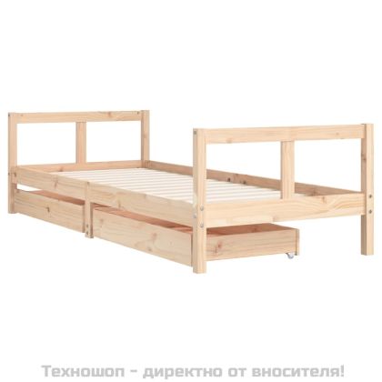 Рамка за детско легло с чекмеджета, 80x200 см, чам масив
