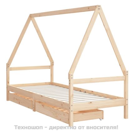 Рамка за детско легло с чекмеджета, 80x200 см, чам масив