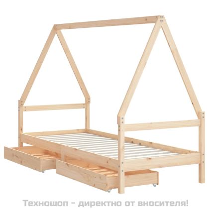 Рамка за детско легло с чекмеджета, 80x200 см, чам масив