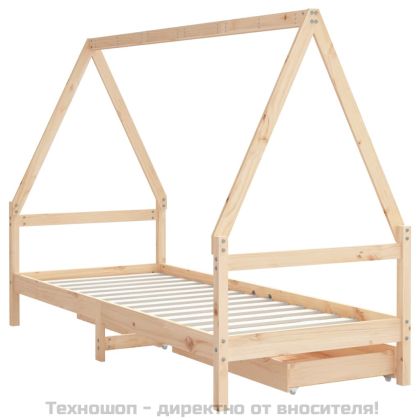Рамка за детско легло с чекмеджета, 80x200 см, чам масив