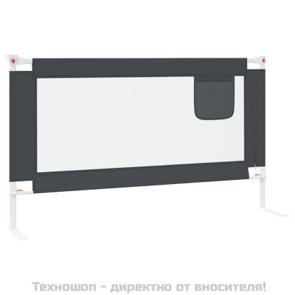 Ограничител за бебешко легло, тъмносив, 140x25 см, плат