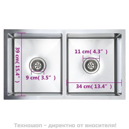 Ръчно изработена кухненска мивка, неръждаема стомана