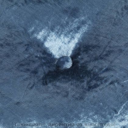 Кръгъл пуф, кадифе, 40x20 см, син