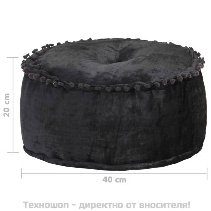 Кръгъл пуф, кадифе, 40x20 см, антрацит