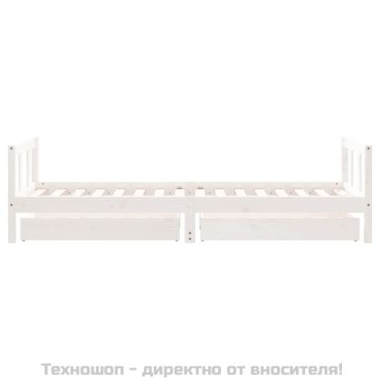 Рамка за детско легло с чекмеджета, бяла, 90x200 см, бор масив