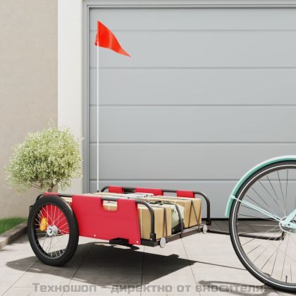 Ремарке за колело, червено, Оксфорд плат и желязо