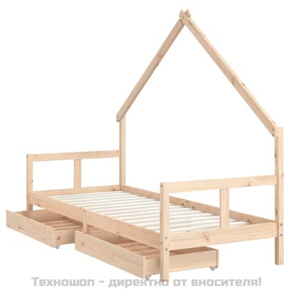 Рамка за детско легло с чекмеджета, 80x200 см, чам масив