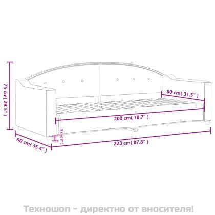 Кушетка, светлосива, 80x200 см, плат