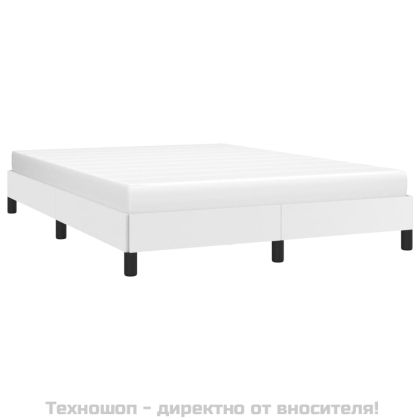 Рамка за легло, бяла,140x190 см изкуствена кожа