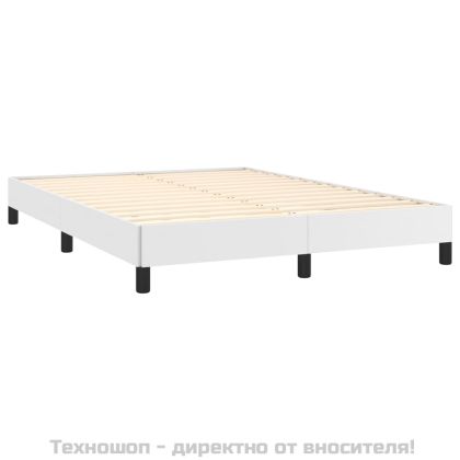 Рамка за легло, бяла,140x190 см изкуствена кожа