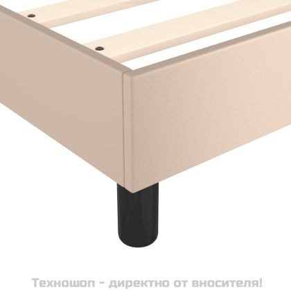 Рамка за легло с пружини, капучино, 140x190 см, изкуствена кожа