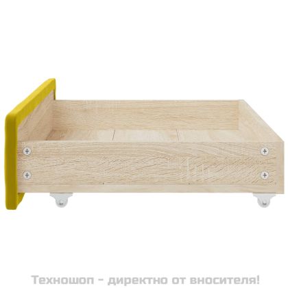 Чекмеджета за легло, 2 бр, жълти, инженерно дърво и кадифе
