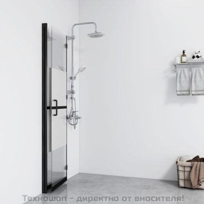 Сгъваема стена за душ наполовина матирано ESG стъкло 90x190 см
