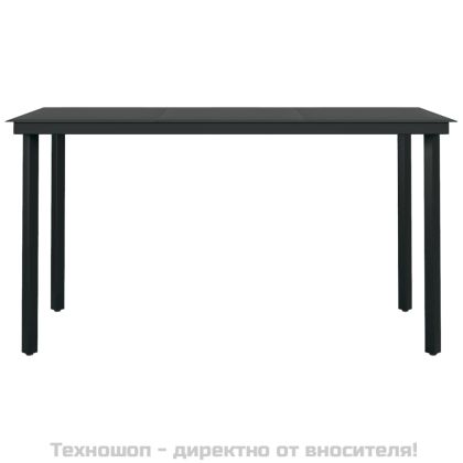 Градински трапезен комплект от 7 части с възглавници сив