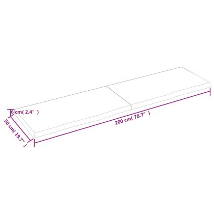 Плот за баня тъмнокафяв 200x50x(2-6)см обработено масивно дърво
