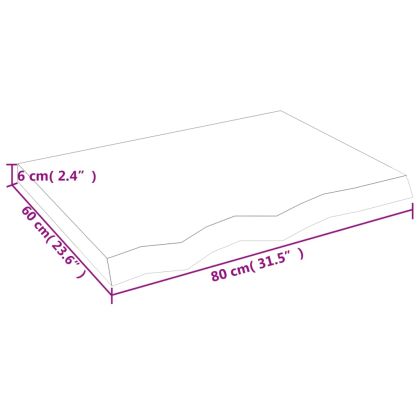 Плот за маса светлокафяв 80x60x(2-6) см обработен масивен дъб