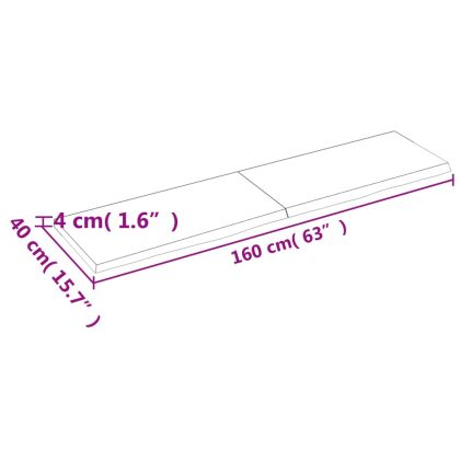 Плот за маса тъмнокафяв 160x40x(2-4) см обработен масивен дъб