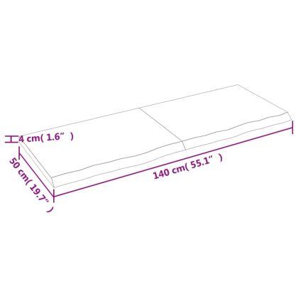 Плот за маса тъмнокафяв 140x50x(2-4) см обработен масивен дъб