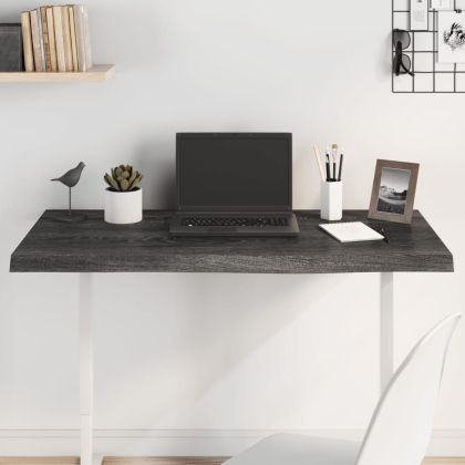 Плот за маса тъмнокафяв 100x50x(2-4) см обработен масивен дъб